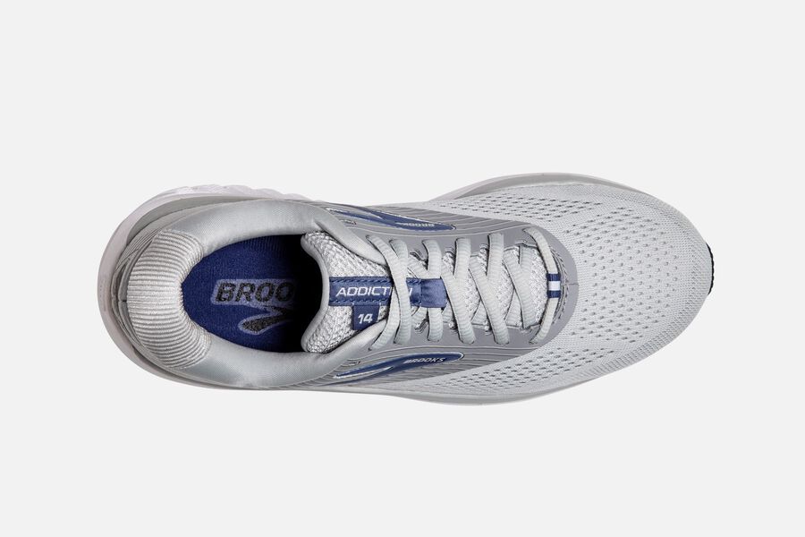 Addiction 14 Road Brooks Running Shoes NZ Womens - Grey/Blue - YLMTSA-865